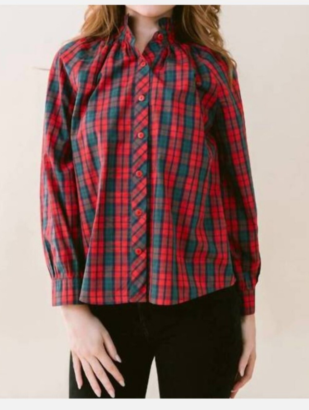 LAROQUE perry blouse in red plaid‎